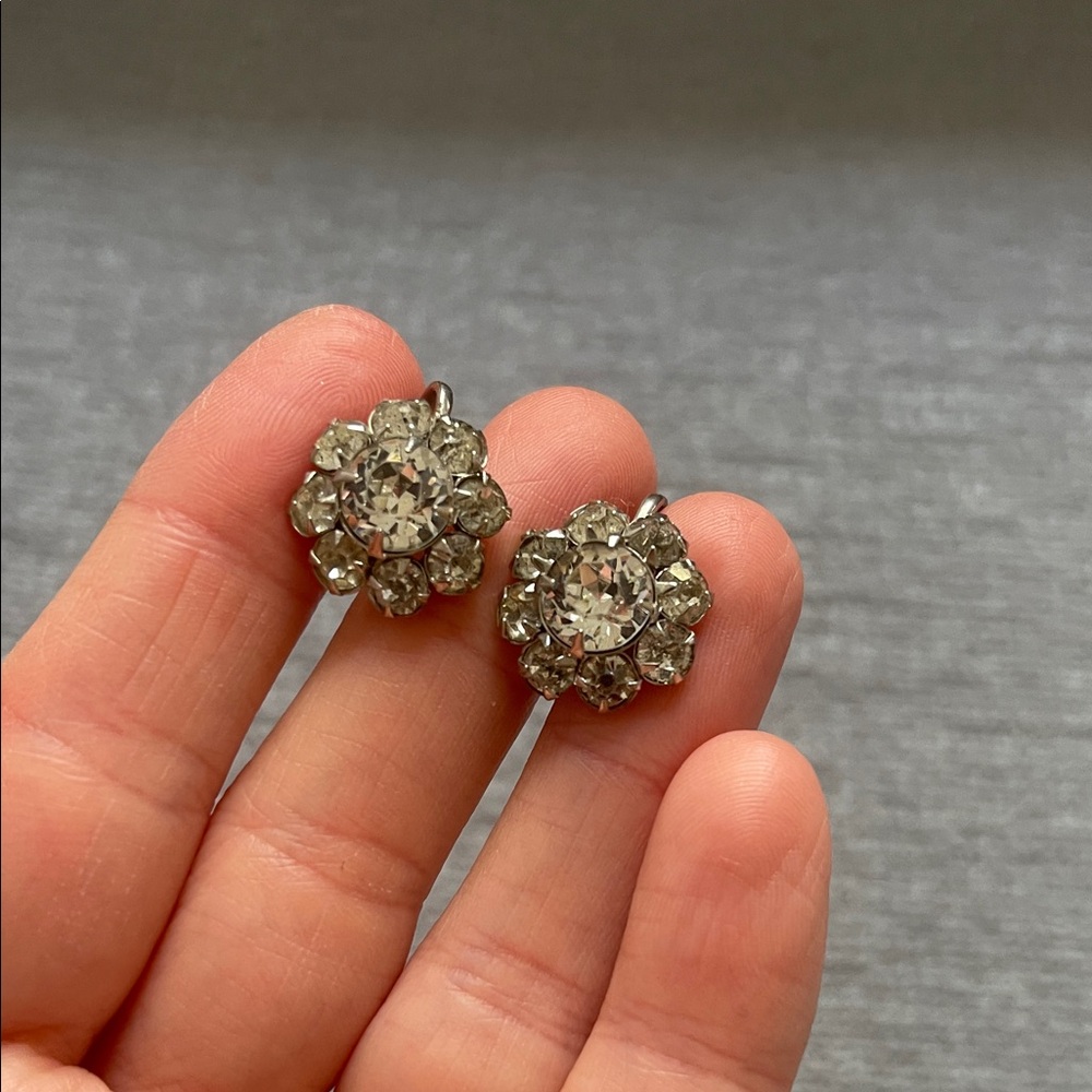 Elegant Vintage Silver Crystal Earrings